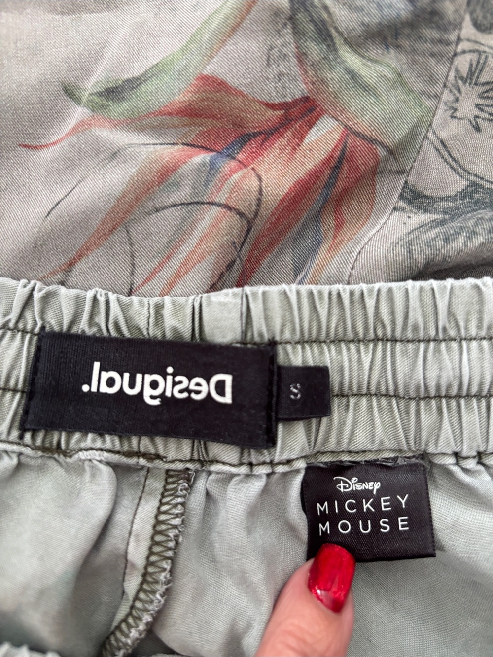 Desigual Olive Green Floral Drawstring Chinos, S - Picture 9 of 9